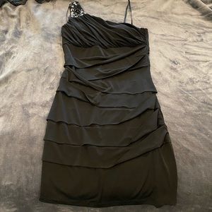 City Triangles One Shoulder Dress, Black, Medium